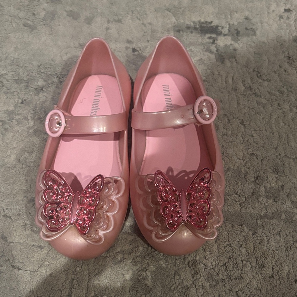 Mini Melissa Pink Butterfly Dress Shoes